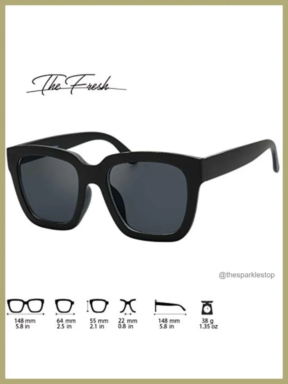 Retro Oversized Square Sunglasses UV400 Protection Lightweight